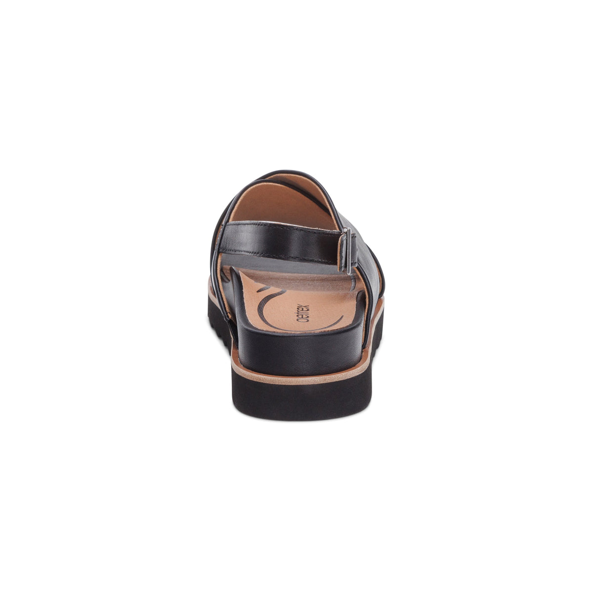 Aetrex Thea Back Strap Cork Flat Sandal  - Black