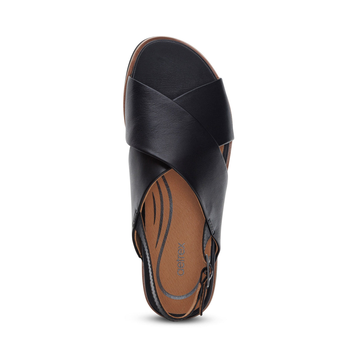 Aetrex Thea Back Strap Cork Flat Sandal  - Black