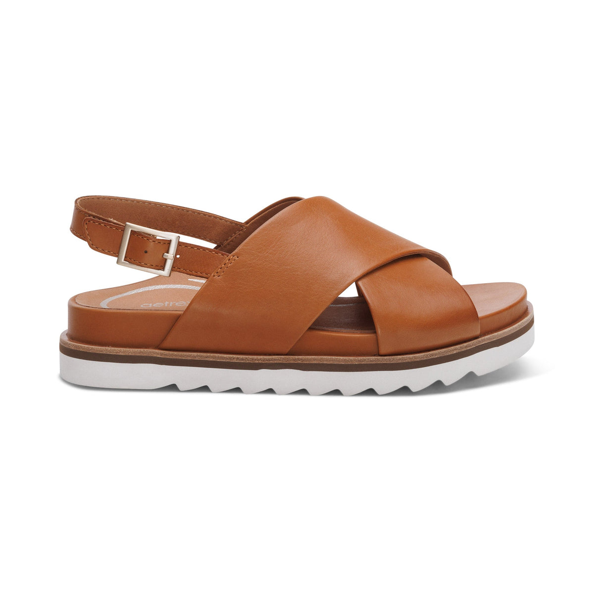 Aetrex Thea Back Strap Cork Flat Sandal  - Ginger