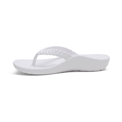 Aetrex Vicki Braided Thong Sandal - White Gloss