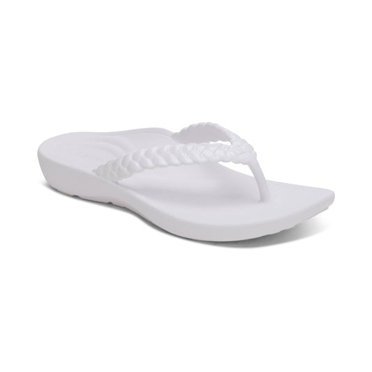 Aetrex Vicki Braided Thong Sandal - White Gloss