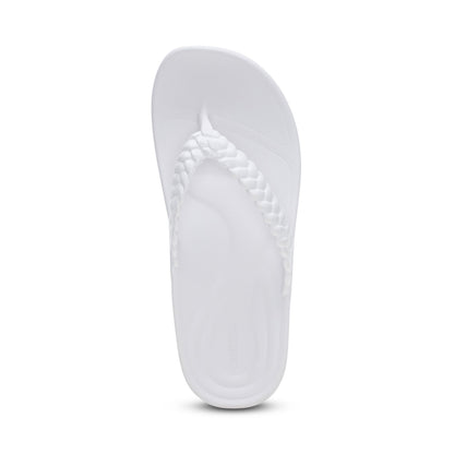 Aetrex Vicki Braided Thong Sandal - White Gloss