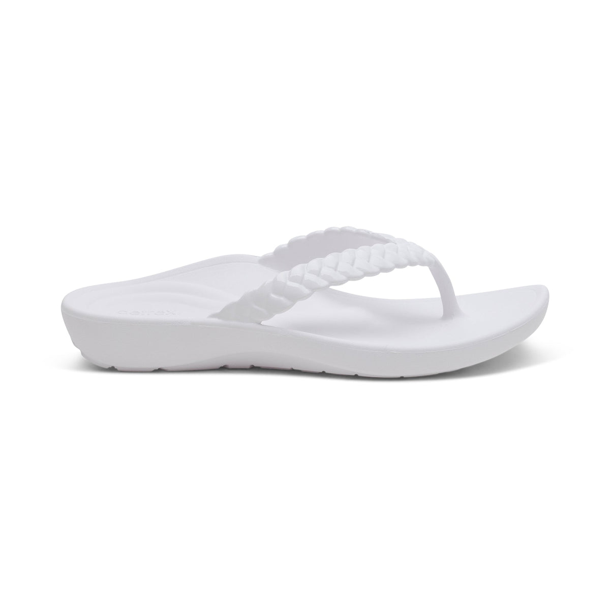 Aetrex Vicki Braided Thong Sandal - White Gloss