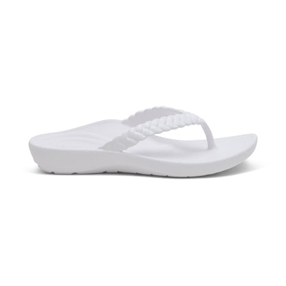 Aetrex Vicki Braided Thong Sandal - White Gloss