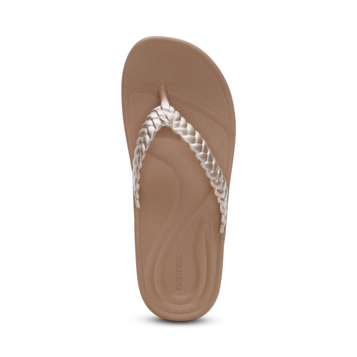 Aetrex Vicki Braided Thong Sandal - Champagne Gloss