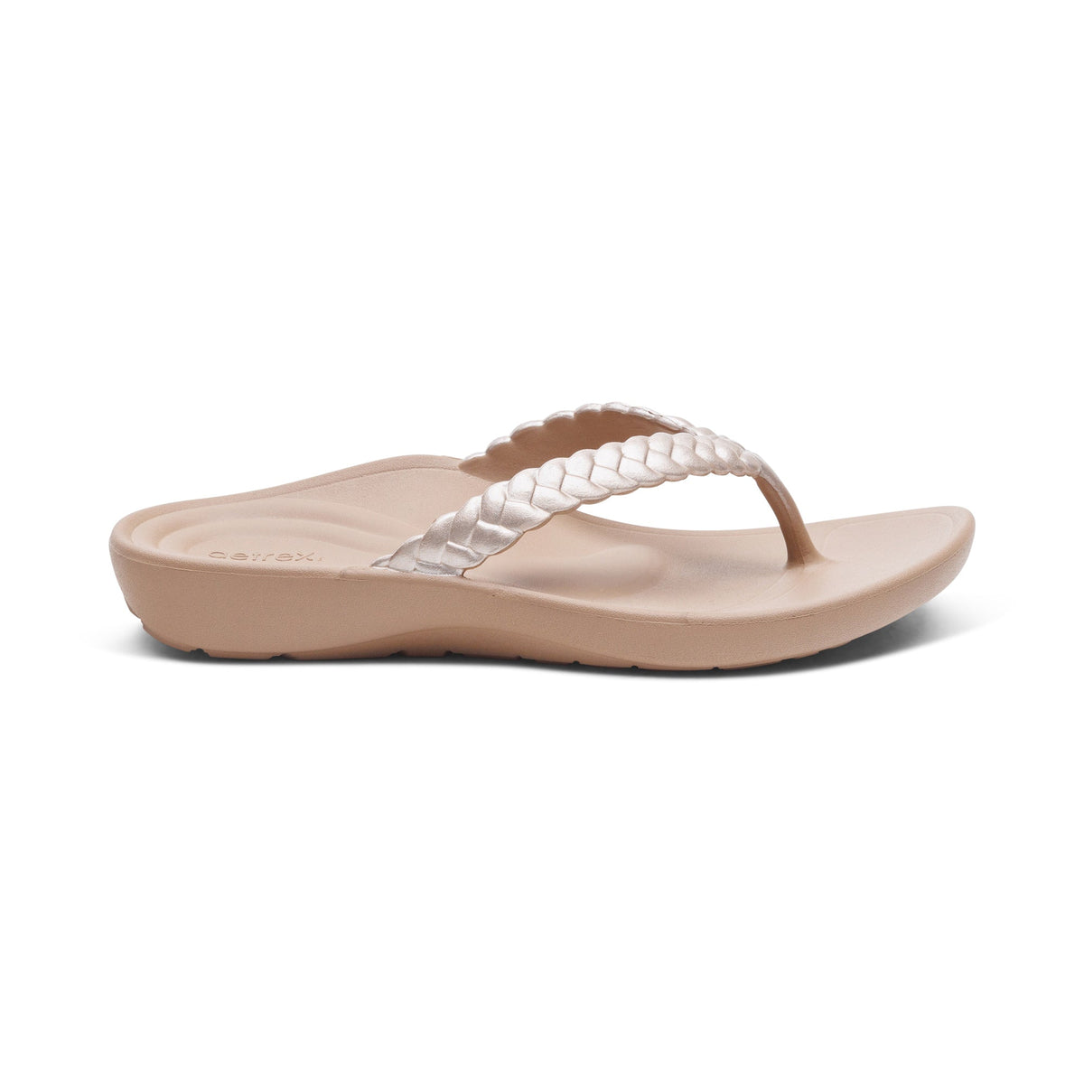 Aetrex Vicki Braided Thong Sandal - Champagne Gloss