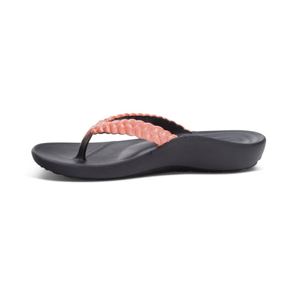 Aetrex Vicki Braided Thong Sandal - Coral Gloss