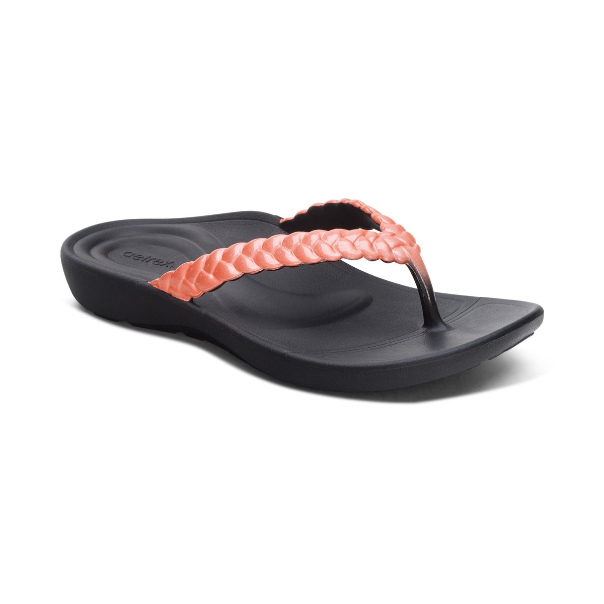 Aetrex Vicki Braided Thong Sandal - Coral Gloss