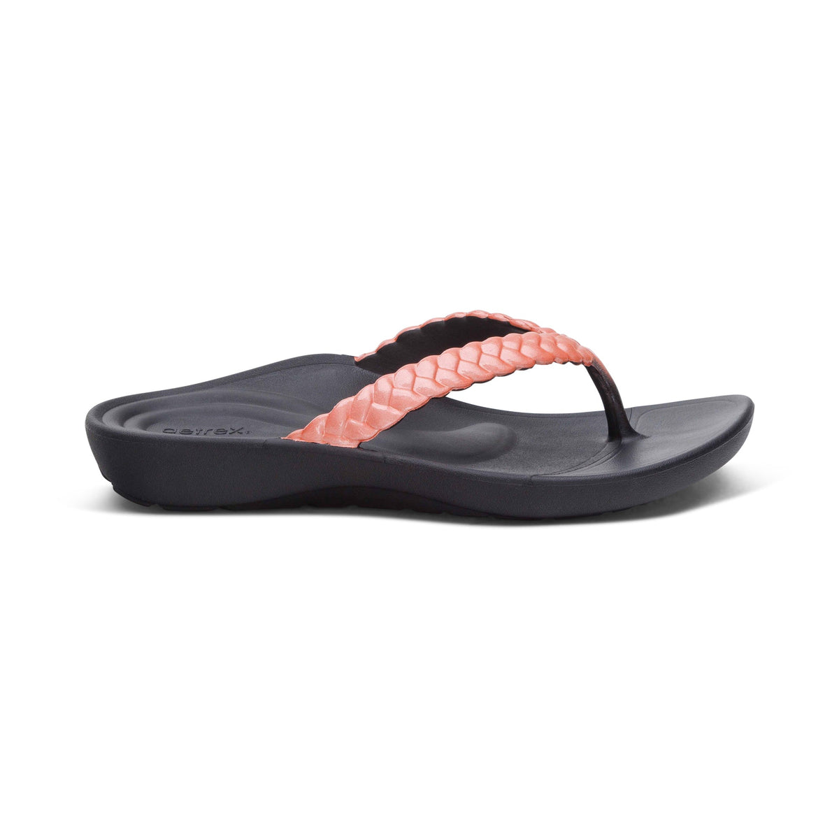 Aetrex Vicki Braided Thong Sandal - Coral Gloss