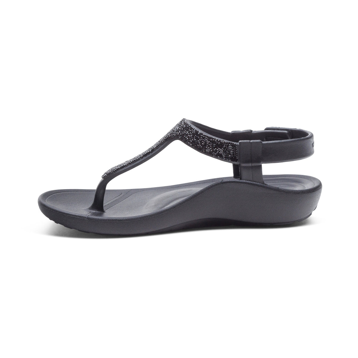 Aetrex Skyler Thong Sandal - Black Embellished
