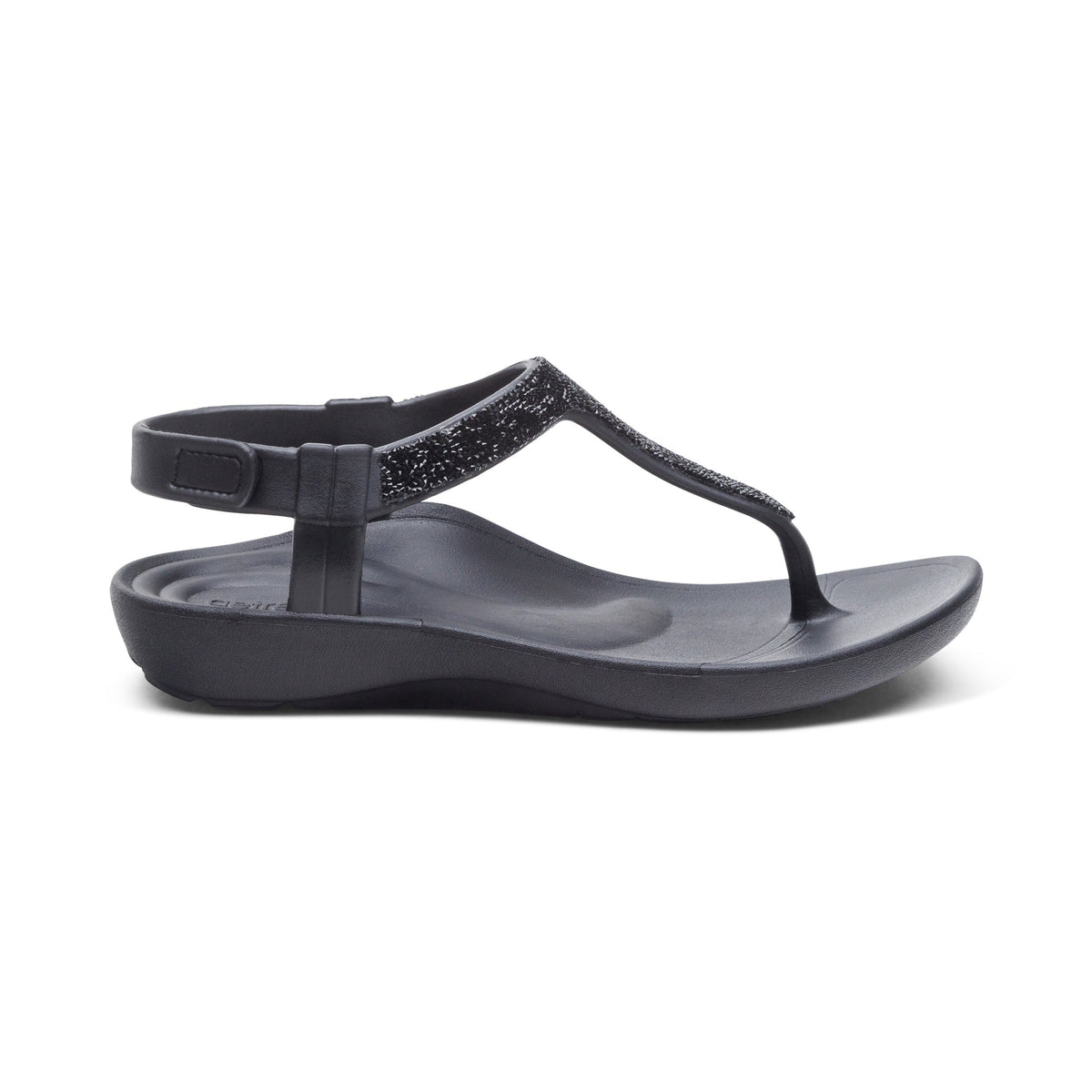 Aetrex Skyler Thong Sandal - Black Embellished