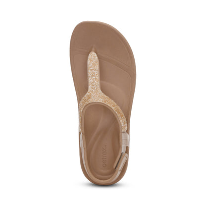 Aetrex Skyler Thong Sandal - Champagne Embellished