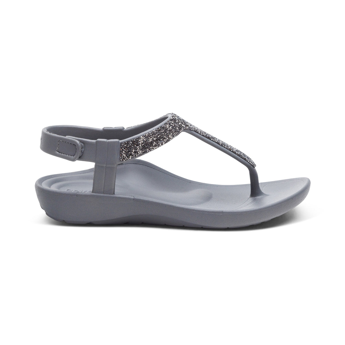 Aetrex Skyler Thong Sandal - Pewter Embellished