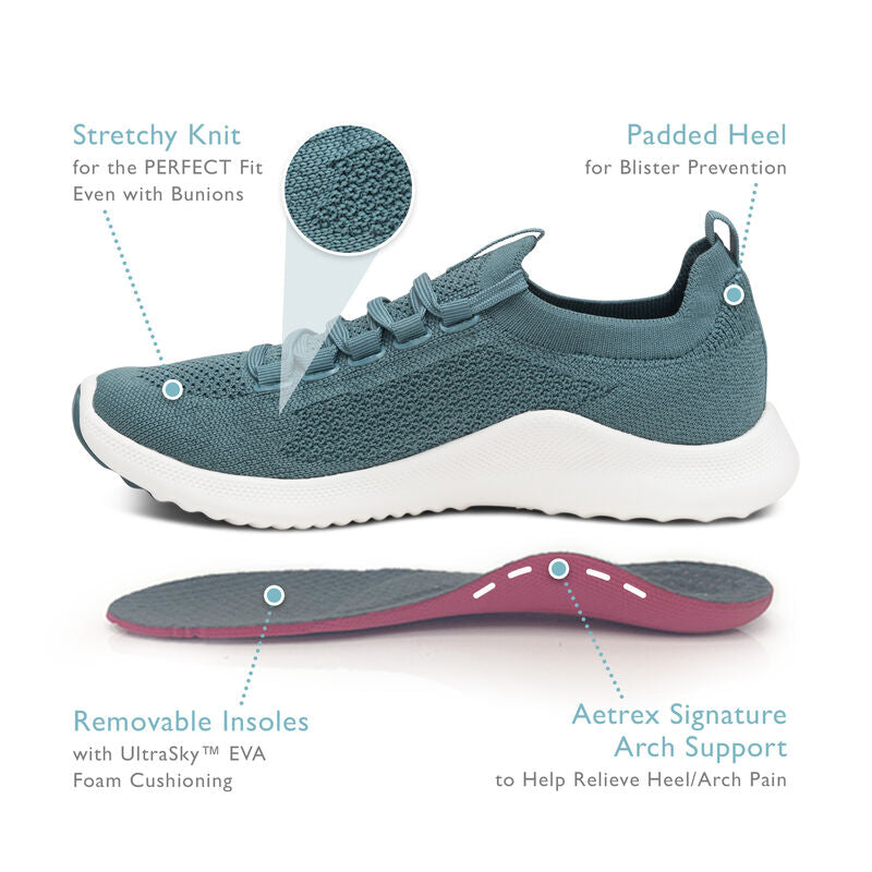 Aetrex Carly Arch Support Sneaker - Black/Black
