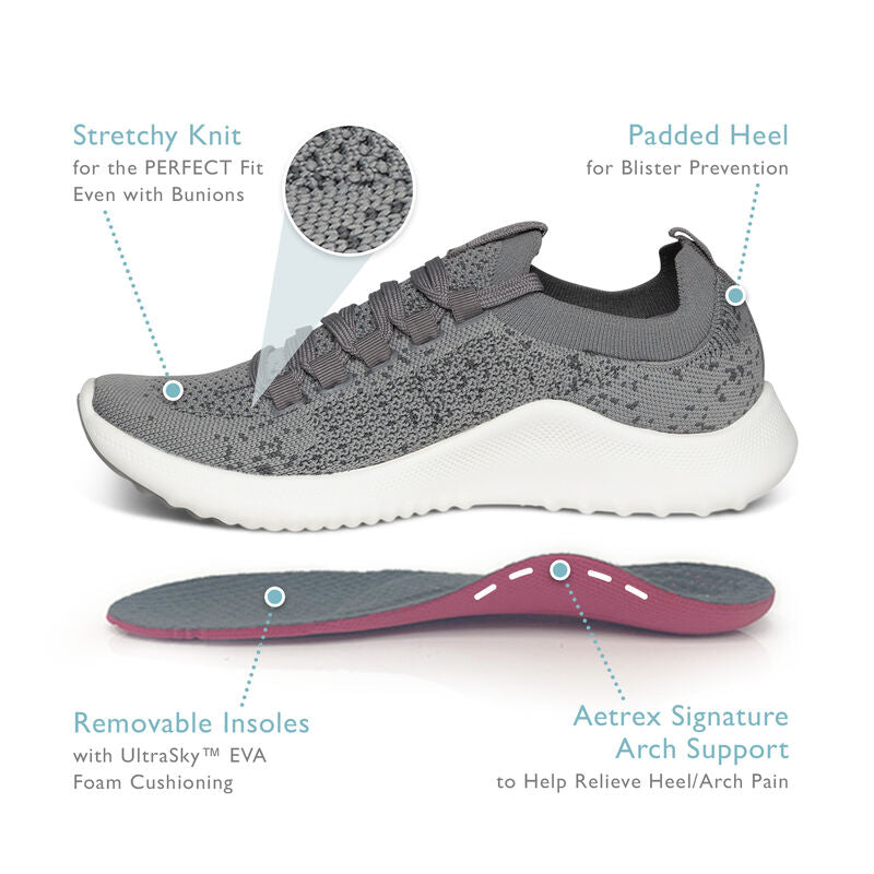 Aetrex Carly Arch Support Sneaker - Grey
