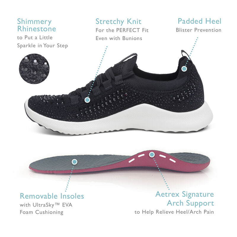 Aetrex Carly Arch Support Sneaker - White Sparkle
