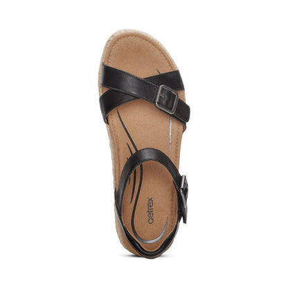 Aetrex Paula Arch Support Platform Sandal - Black