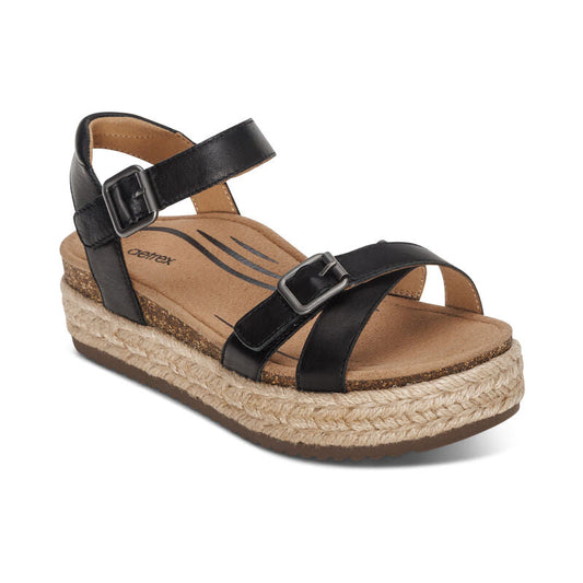 Aetrex Paula Arch Support Platform Sandal - Black
