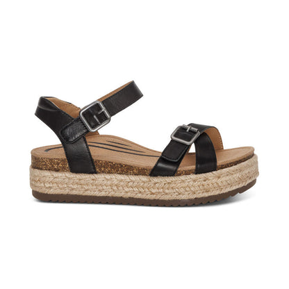 Aetrex Paula Arch Support Platform Sandal - Black