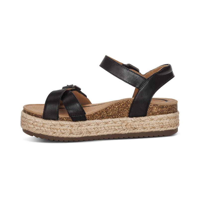 Aetrex Paula Arch Support Platform Sandal - Black