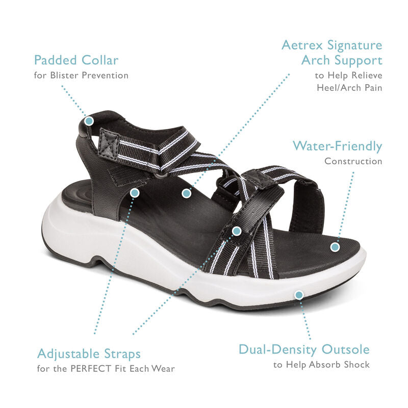 Aetrex Marz Adjustable Sport Sandal - Grey