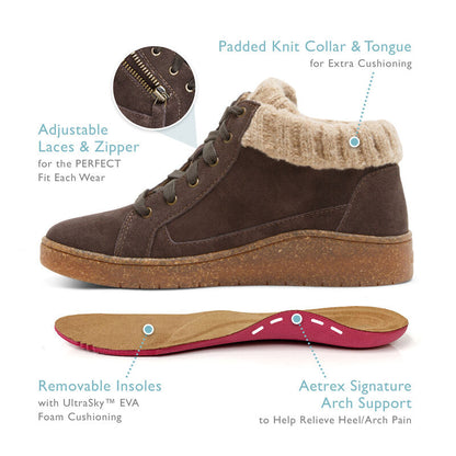 Aetrex Bonnie Arch Support Sneaker - Brown