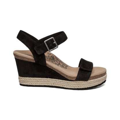 Aetrex Sydney Quarter Strap Espadrille Wedge - Black