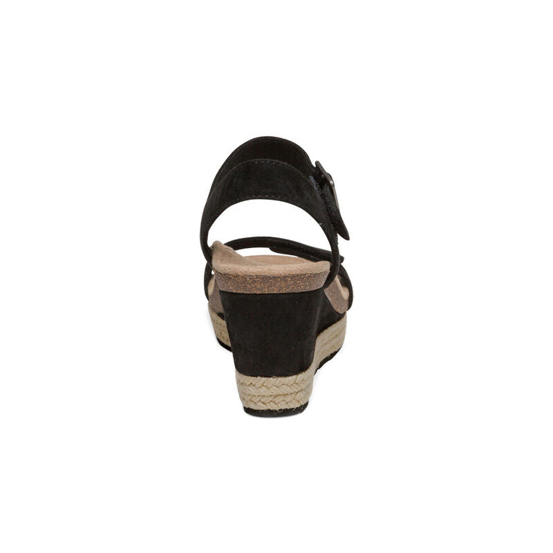 Aetrex Sydney Quarter Strap Espadrille Wedge - Black
