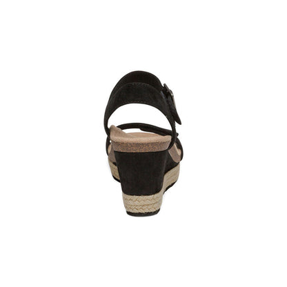 Aetrex Sydney Quarter Strap Espadrille Wedge - Black