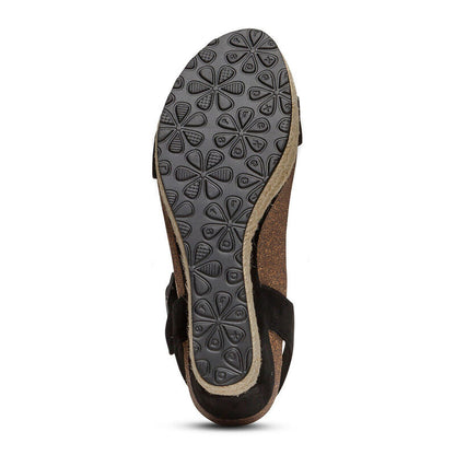 Aetrex Sydney Quarter Strap Espadrille Wedge - Black