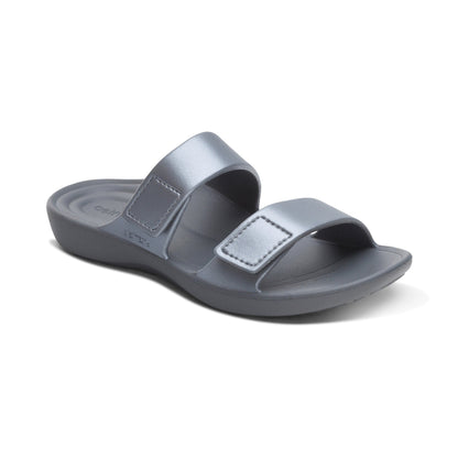 Aetrex Kaia Two Band Slide - Pewter
