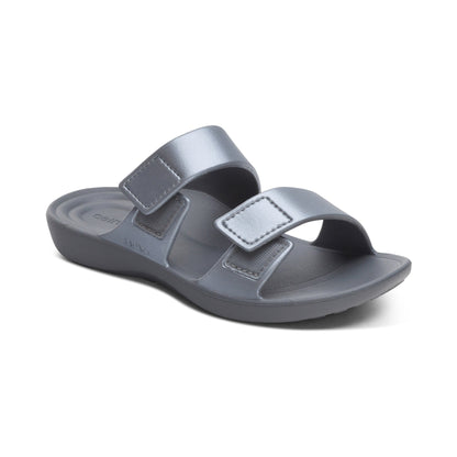 Aetrex Kaia Two Band Slide - Pewter