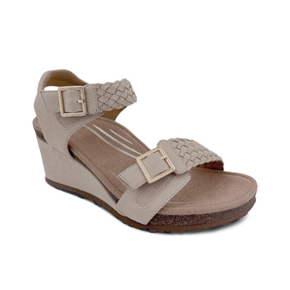 Aetrex Grace Adjustable Woven Wedge - Bone
