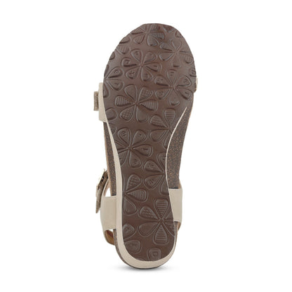 Aetrex Grace Adjustable Woven Wedge - Bone
