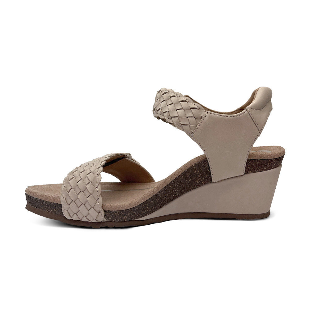 Aetrex Grace Adjustable Woven Wedge - Bone