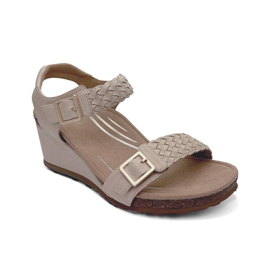 Aetrex Grace Adjustable Woven Wedge - Bone