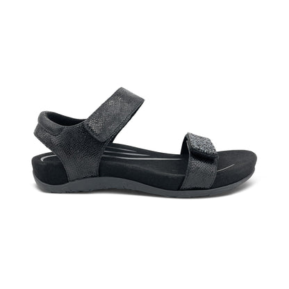 Aetrex Maria Studded Quarter Strap - Jeweled Black