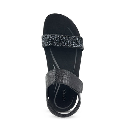 Aetrex Maria Studded Quarter Strap - Jeweled Black