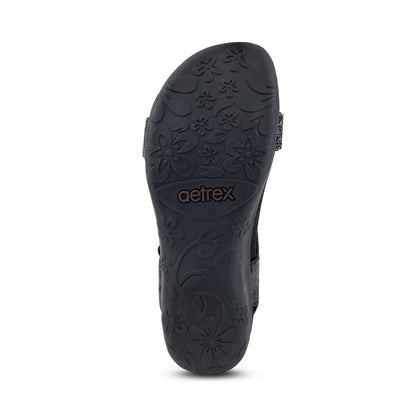 Aetrex Maria Studded Quarter Strap - Jeweled Black