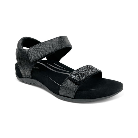 Aetrex Maria Studded Quarter Strap - Jeweled Black