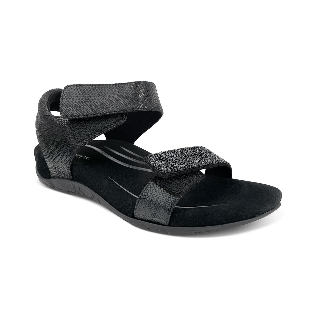 Aetrex Maria Studded Quarter Strap - Jeweled Black