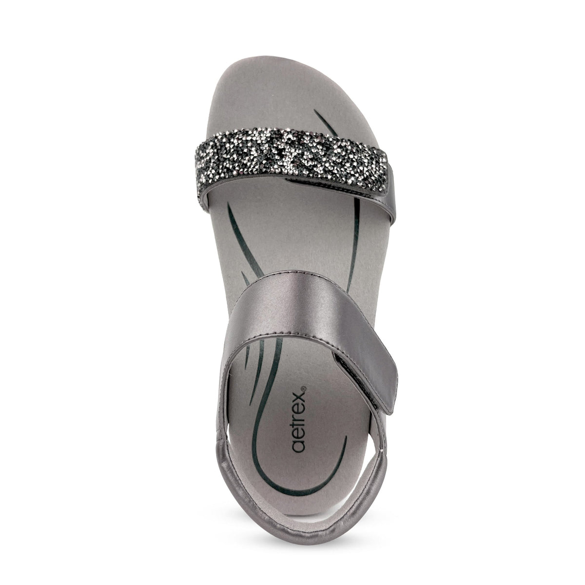 Aetrex Maria Studded Quarter Strap - Jeweled Gunmetal