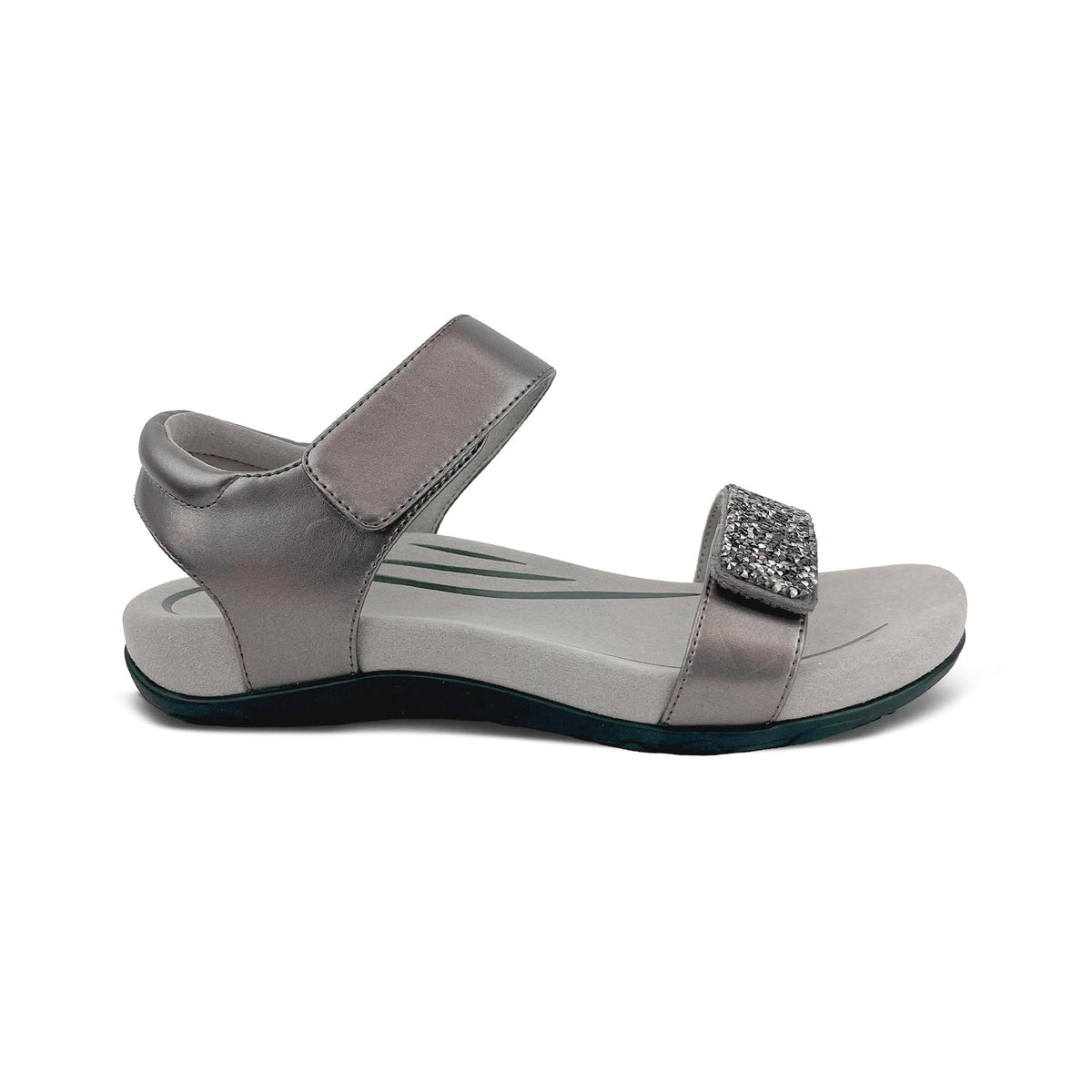 Aetrex Maria Studded Quarter Strap - Jeweled Gunmetal