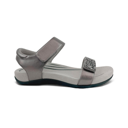 Aetrex Maria Studded Quarter Strap - Jeweled Gunmetal