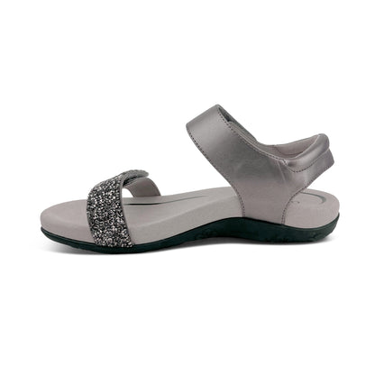 Aetrex Maria Studded Quarter Strap - Jeweled Gunmetal