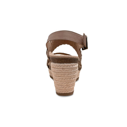 Aetrex Summer Woven Quarter Strap Wedge - Taupe