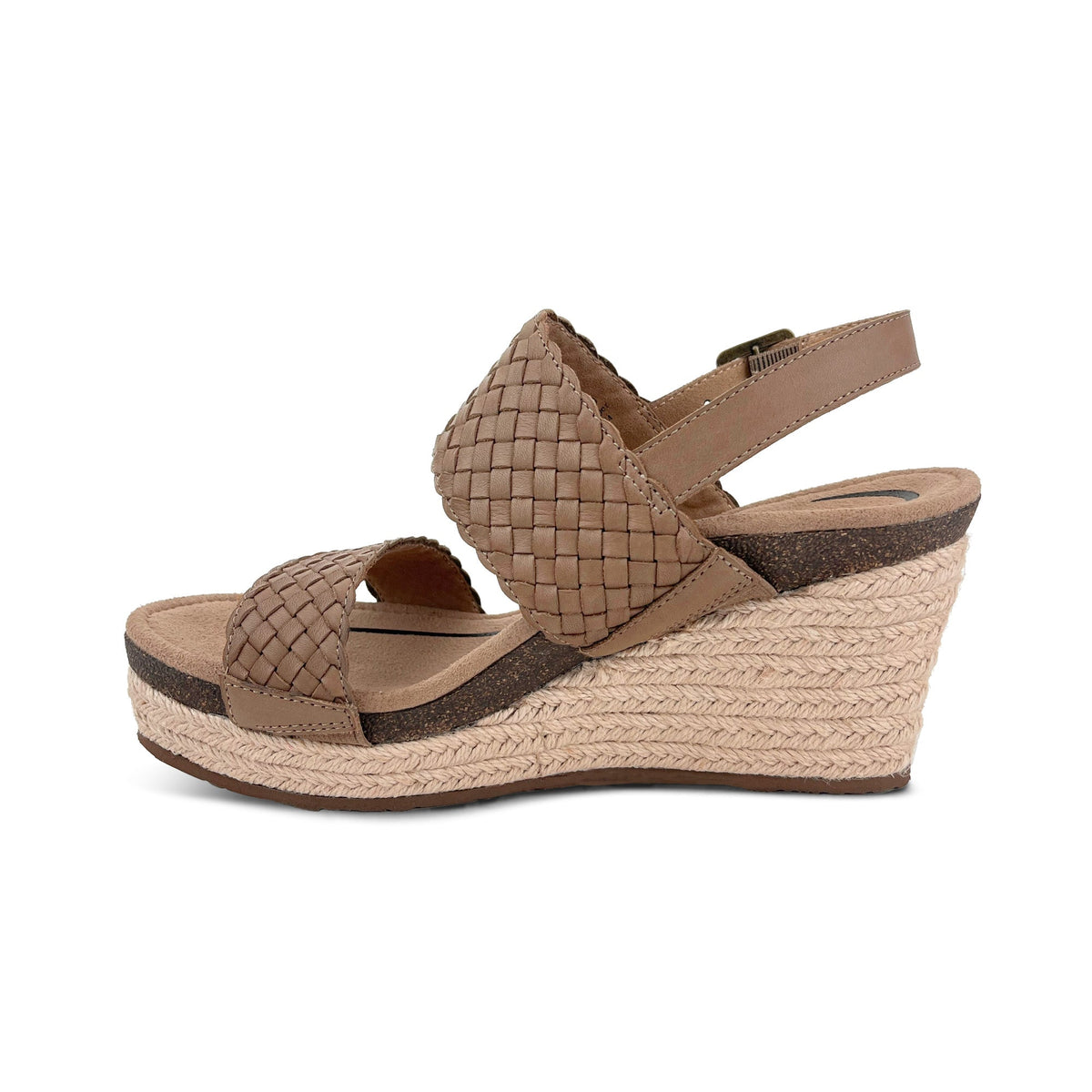 Aetrex Summer Woven Quarter Strap Wedge - Taupe