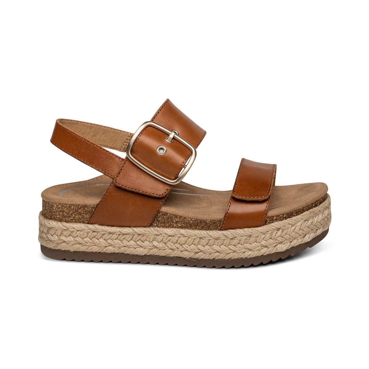 Aetrex Vania Arch Support Platform Sandal - Cognac
