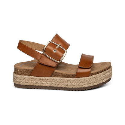 Aetrex Vania Arch Support Platform Sandal - Cognac