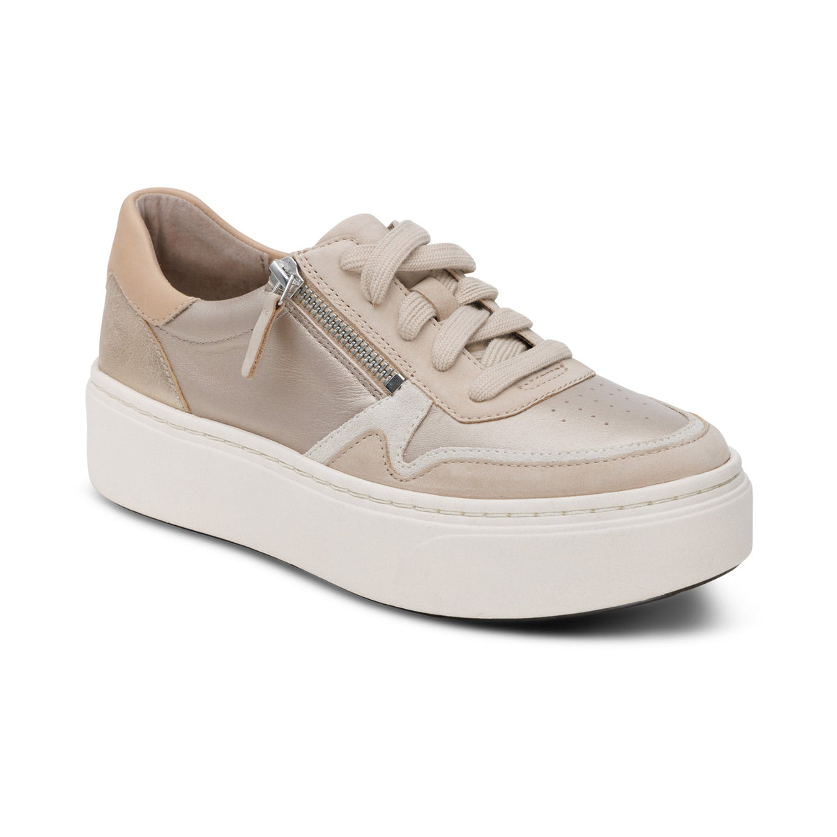 Aetrex Leigh Arch Support Platform Sneaker - Tan